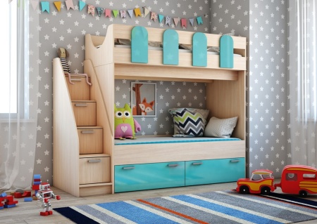 Детский Гарнитур Ириска-11 МДФ (Ш-2230 х В-1816 х Г-830 мм/Сп. Место 800 х 1800 мм)/Разные Цвета