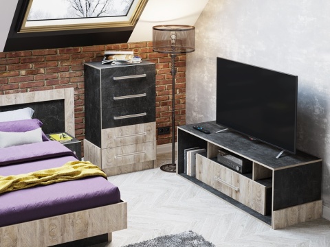 Спальный Гарнитур Каролина-11 Ательер Темный/Дуб Эндгрейн