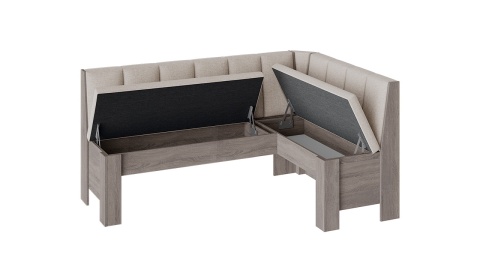 Скамья Угловая «Гонконг» (Дуб Сонома трюфель/Рогожка Бежевая)