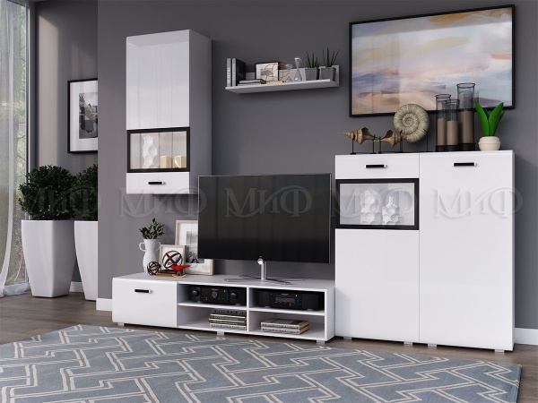 Гостиная Рим МДФ Белый Глянец (2730 мм x Высота 2200 мм x Глубина 520 мм)