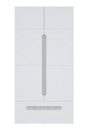 Шкаф 2х-Створчатый с Ящиком Палермо -3 МДФ (Ш-1068 мм х Г-381 мм x В-2078 мм) Ясень Шимо Светлый/ фасад Белый Глянец