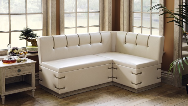 Диван Кухонный «Вегас» (Дуб Сонома Трюфель/ Кож.Зам Бежевый)