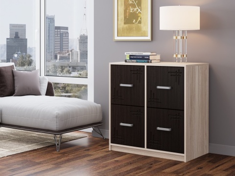 Комод Бергамо-4 МДФ Венге/Ясень Шимо Светлый (Ш-900/В-900/Г-520мм)